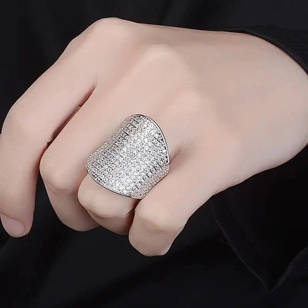  Wholesale hot selling half circle diamond single ring for women exaggerated fashion personality design jewelry popular niche style