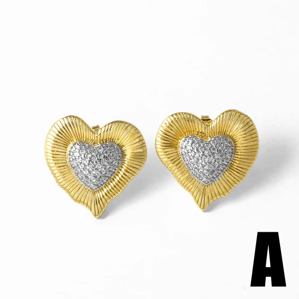 AS jewelry European and American love heart flower earrings female high-grade gold-plated zircon earrings earrings ert54
