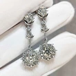 Korean fashion earrings long tassel round diamond earrings European and American flower zircon earrings wholesale