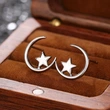  Star and moon earrings for students, female metal simple star and moon earrings, star and moon shining together, daily earrings