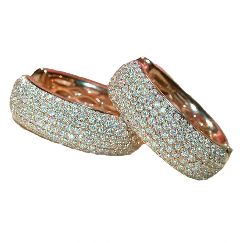  European and American circle geometric earrings for women, shiny micro-inlaid zircon earrings, light luxury style, fashionable and elegant earrings