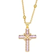 European and American jewelry style fashion micro-inlaid colored zircon geometric cross pendant necklace for women nkb412