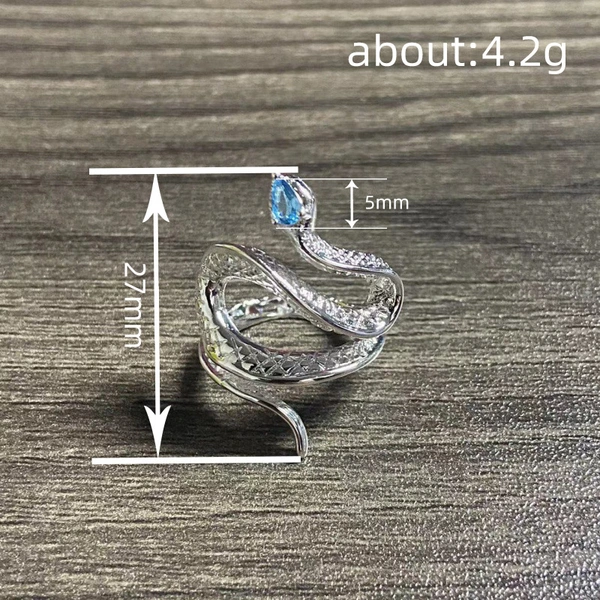   Creative snake-shaped open ring for women, personalized water drop design accessories, popular online style
