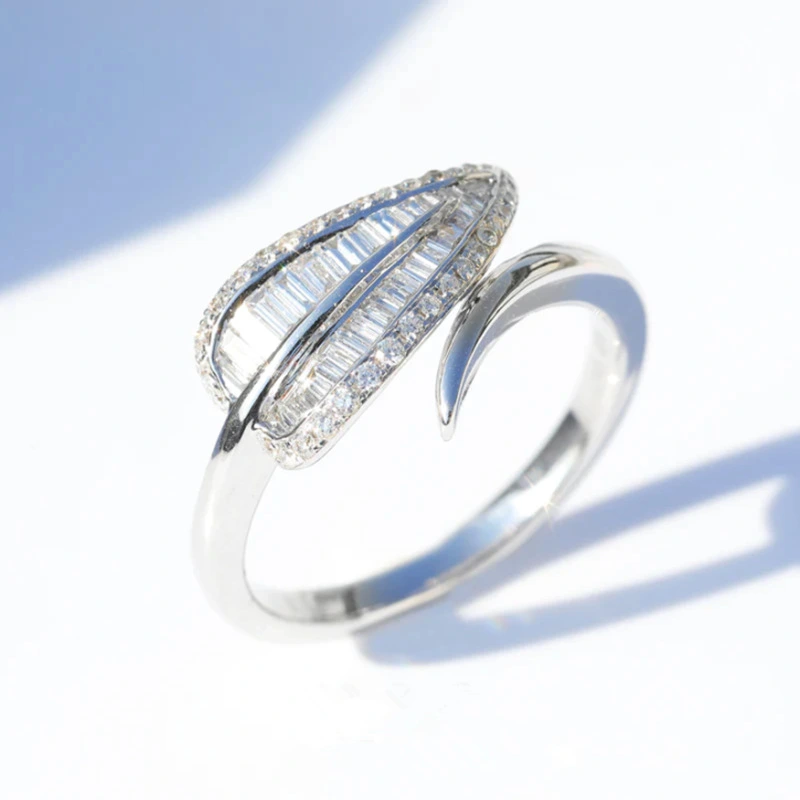  New leaf ring female cold style light luxury opening ring simple fashion flower adjustable finger