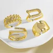 AS jewelry hot selling full zircon U-shaped love ring female gold-plated open ring rim98
