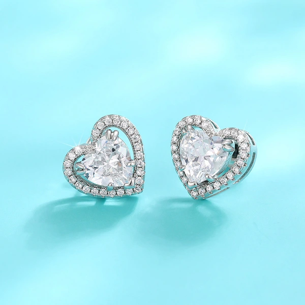  High-quality metal heart-shaped earrings, double-layer hollow exquisite earrings, small heart-to-heart earrings
