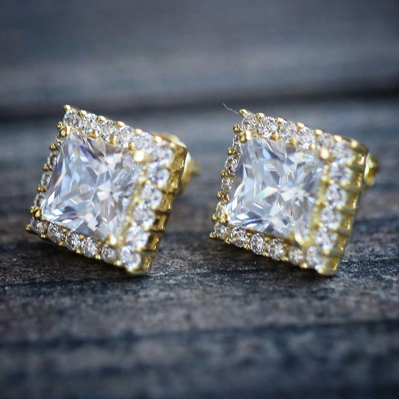 New wholesale classic versatile women's square earrings fashionable exquisite zircon earring accessories