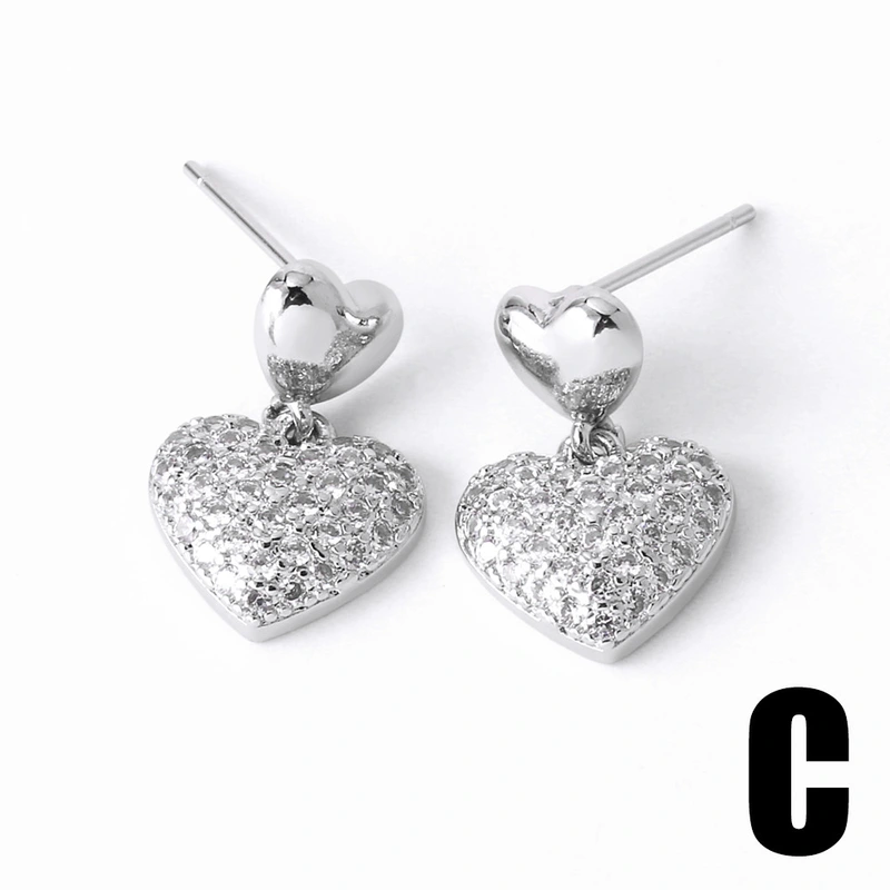 AS jewelry hot selling C-shaped earrings for women gold-plated full zircon love heart earrings era371