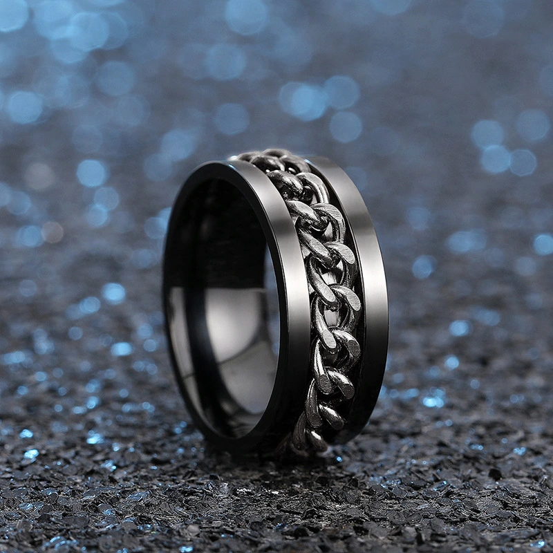  Xiaohongshu's new hot-selling ring chain buckle with a rotatable design, hip-hop style, personalized fashion accessories