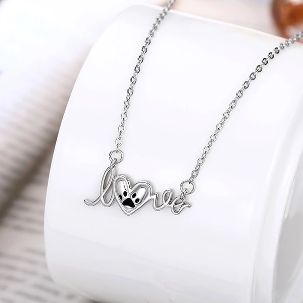  Fashion letter pendant clavicle chain heart-shaped love animal cat paw dog paw necklace for girlfriend gift
