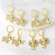 AS Jewelry Hot Selling Copper Plated 18K Gold Full Zircon Elephant Pendant Earrings Era058