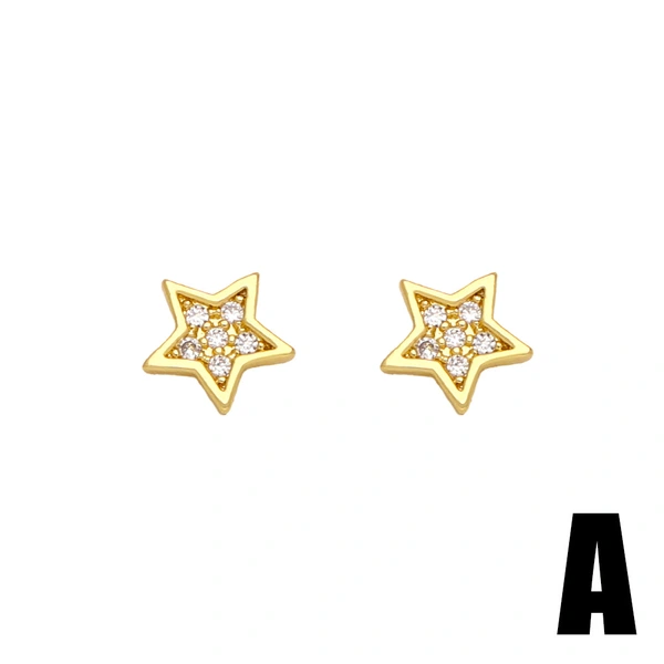 Hot selling style temperament star flower pineapple earrings simple small zircon earrings wholesale ert32