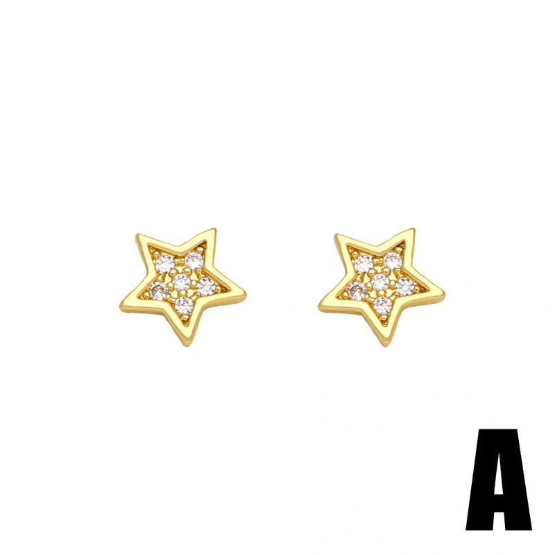 Hot selling style temperament star flower pineapple earrings simple small zircon earrings wholesale ert32