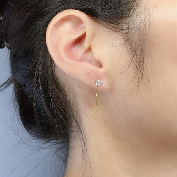 South Korea's Dongdaemun new style earrings simple temperament square diamond zircon earrings female trendy face slimming earrings