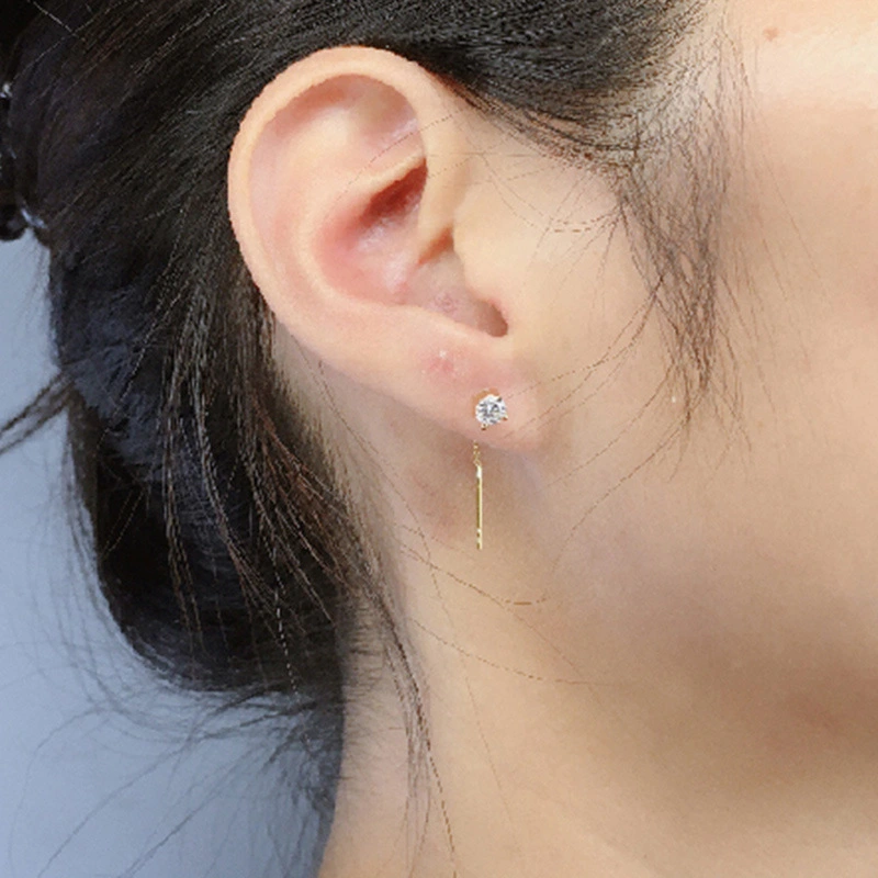 South Korea's Dongdaemun new style earrings simple temperament square diamond zircon earrings female trendy face slimming earrings