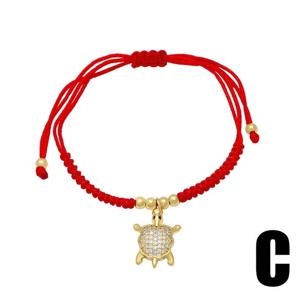 AS jewelry European and American turtle pendant red rope bracelet female gold-plated zircon braided bracelet brj25