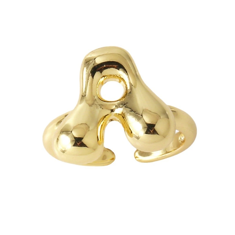 AS jewelry smooth 26 English letters ring female copper plated real gold open ring rih04
