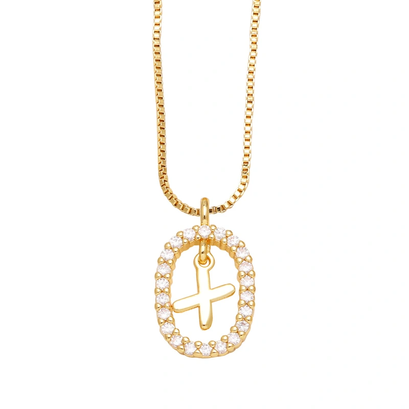 AS jewelry new style inlaid zircon 26 English letters necklace female gold-plated clavicle chain nka019