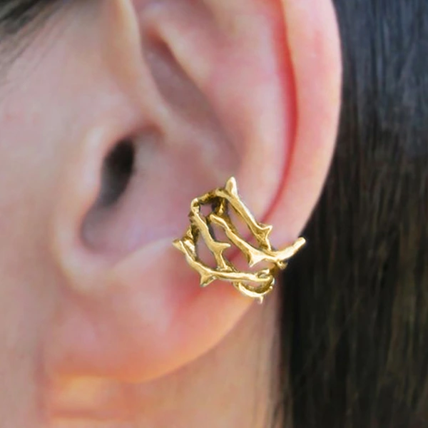 Cold style hollow thorn ear clip ring European and American punk style set without ear holes unique jewelry