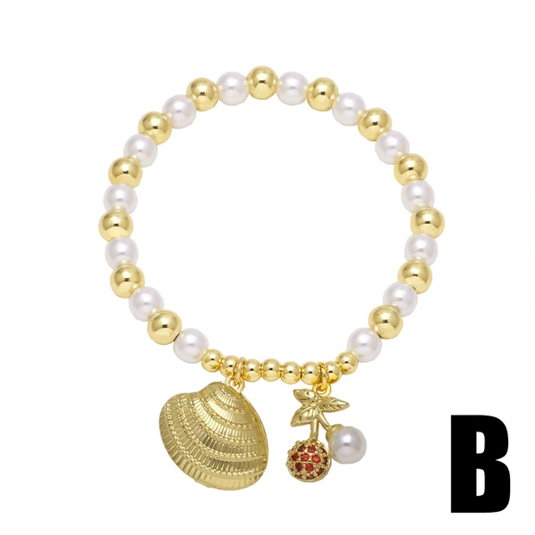 AS jewelry hot selling pearl fruit cherry shell pendant bracelet female gold-plated hand jewelry brd06