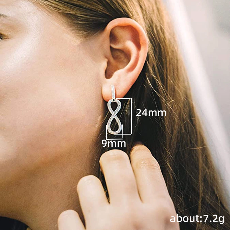 Eternal love romantic symbol earrings 8-shaped love knot long earrings popular with celebrities