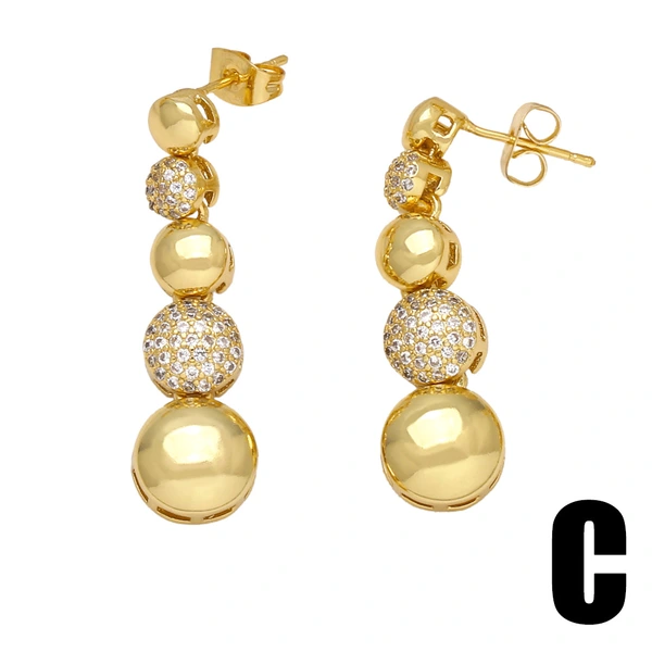 Hot selling water drop round earrings personality versatile inlaid zircon gold-plated earrings erv31