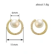 Ladies imitation pearl earrings for women, circle design, micro-inlaid zircon earrings, exquisite and fashionable earrings