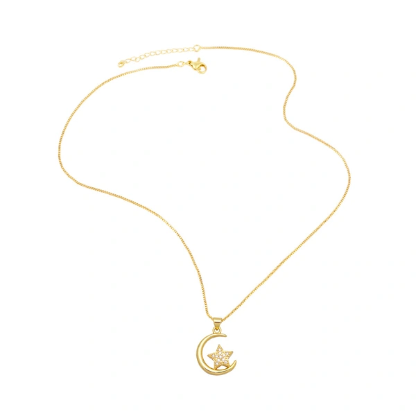 Fashion diamond star moon pendant necklace European and American light luxury niche new clavicle chain necklace nka089