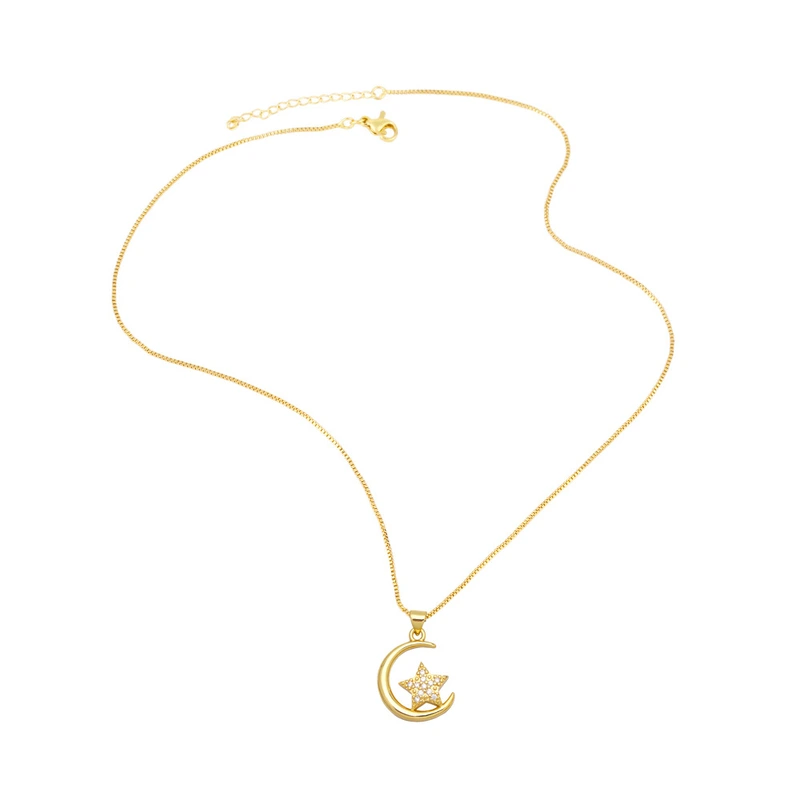 Fashion diamond star moon pendant necklace European and American light luxury niche new clavicle chain necklace nka089