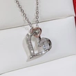 Jewelry Creative Hollow Double Heart Zircon Necklace Copper Plated Two-Color Fashion Heart-Shaped Pendant Women's Necklace
