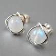  European and American colorful imitation moonstone earrings for women fashion personality sweet jewelry line design earrings
