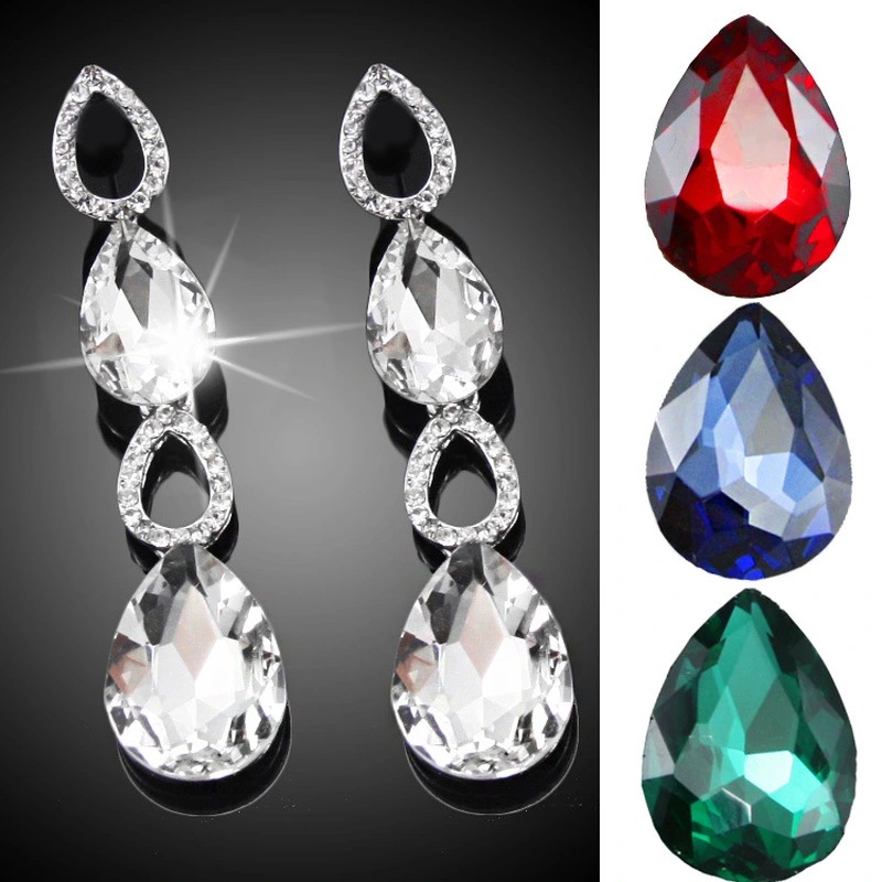 AS jewelry European and American new versatile wedding earrings women's water drop inlaid water drop earrings earrings erg89
