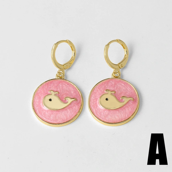 AS jewelry Europe and the United States hot selling ocean wind oil whale pendant earrings copper plated 18k gold earrings era283