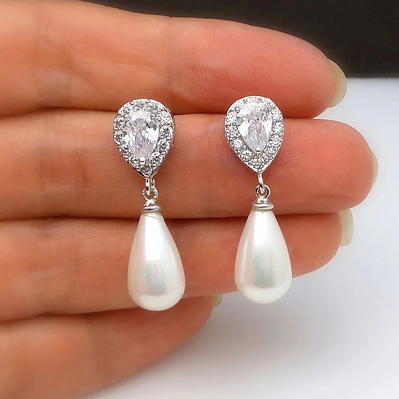 High quality imitation water drop pearl earrings for women wedding bride bridesmaid earrings manufacturers spot wholesale