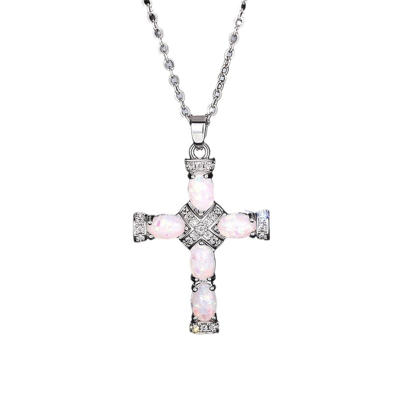   Factory direct sales necklace new style personality fashionable imitation opal clavicle chain hip hop street style necklace