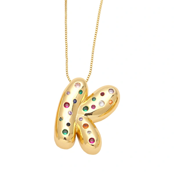 AS jewelry 26 English letters necklace gold-plated inlaid colored zircon clavicle chain nkb070