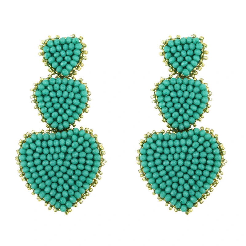 European and American new earrings trend street fashion earrings bohemian style creative rice bead heart earrings erw94