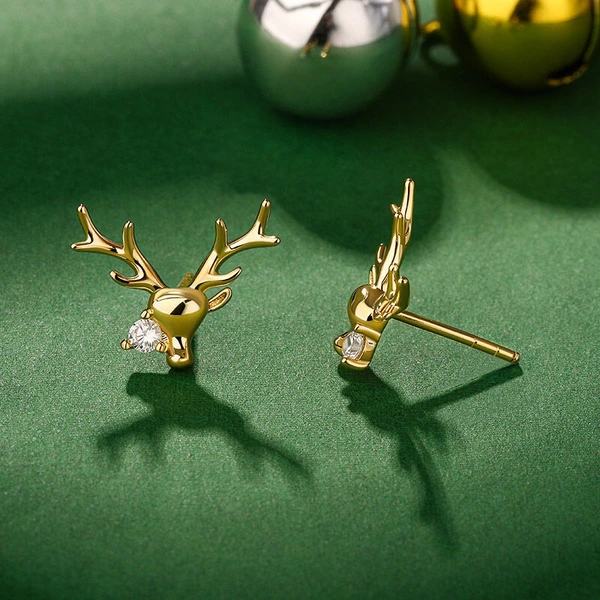  Cute big deer antler earrings for women Christmas holiday trendy earrings with micro-inlaid zircon fashion earrings