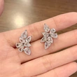 European and American high-quality leaf earrings 3A zircon all-match geometric leaf earrings for women manufacturers spot wholesale