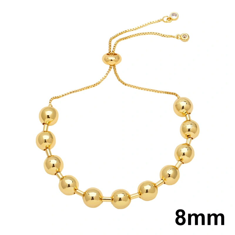 Popular all-match adjustable pull-out round bead bracelet copper 18K gold beaded bracelet bra70