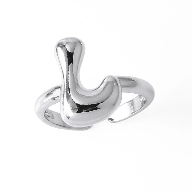 AS jewelry smooth 26 English letters ring female copper plated real gold open ring rih04