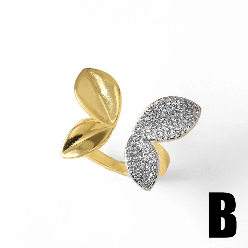 AS jewelry hot selling love butterfly ring female real gold plated full zircon open ring rih63