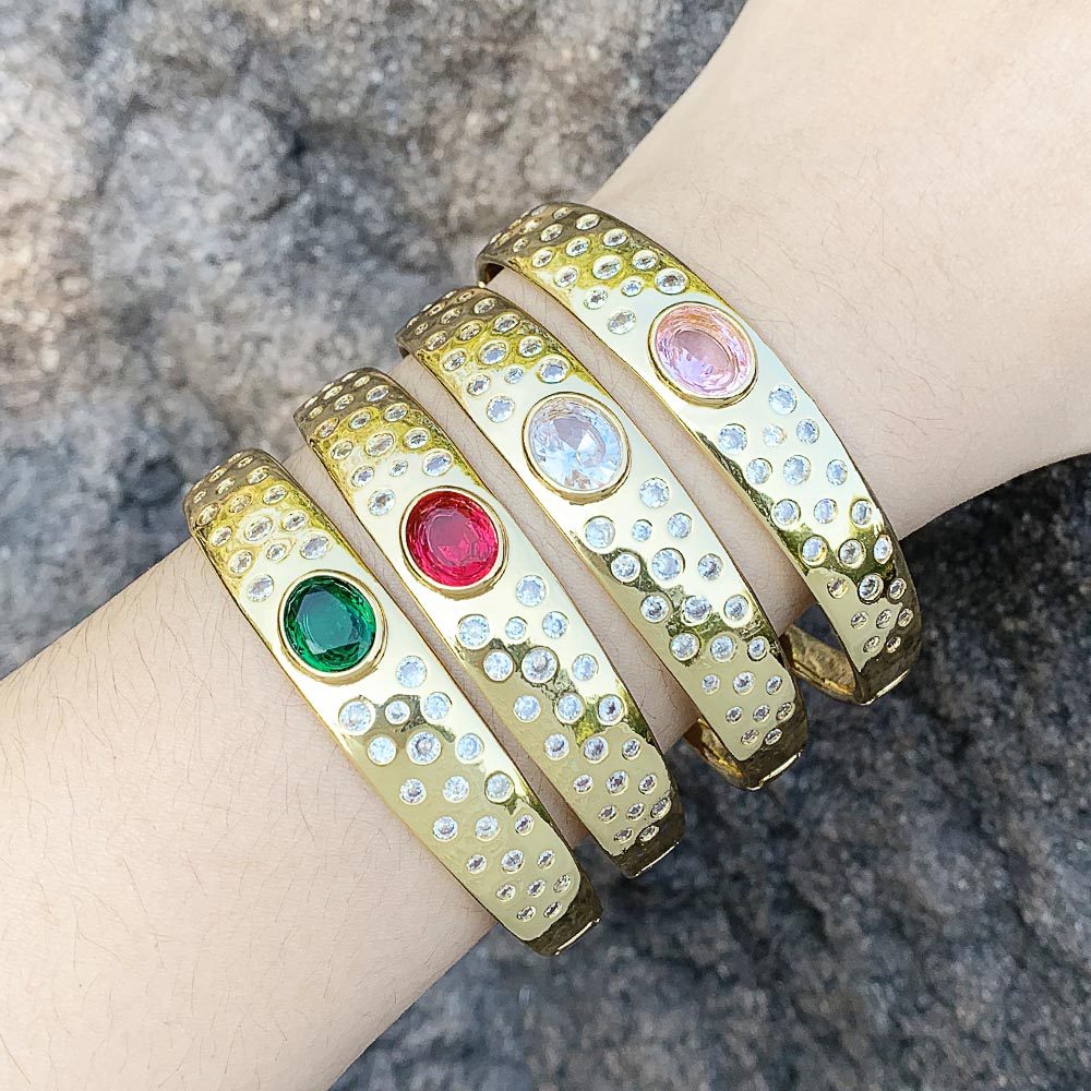 Clearance European and American retro geometric bracelet personality all-match inlaid colorful zircon bracelet jewelry wholesale brk03