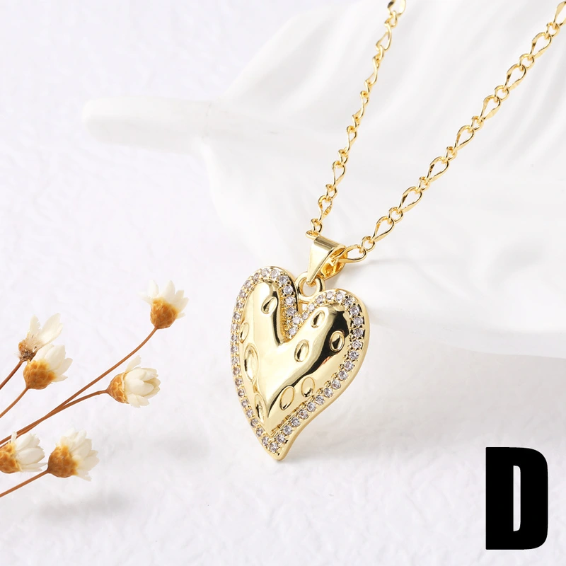 AS jewelry European and American hot-selling style Valentine's Day love heart necklace pendant real gold plated clavicle chain female nkv16