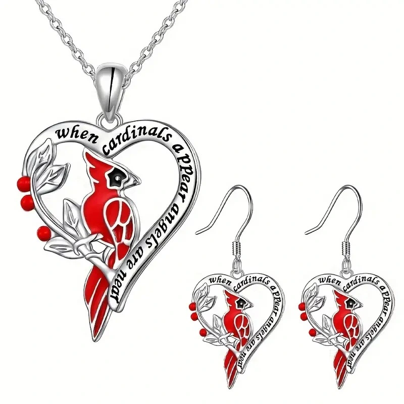    Hot selling parrot jewelry set oil painting lettering love design net celebrity style niche