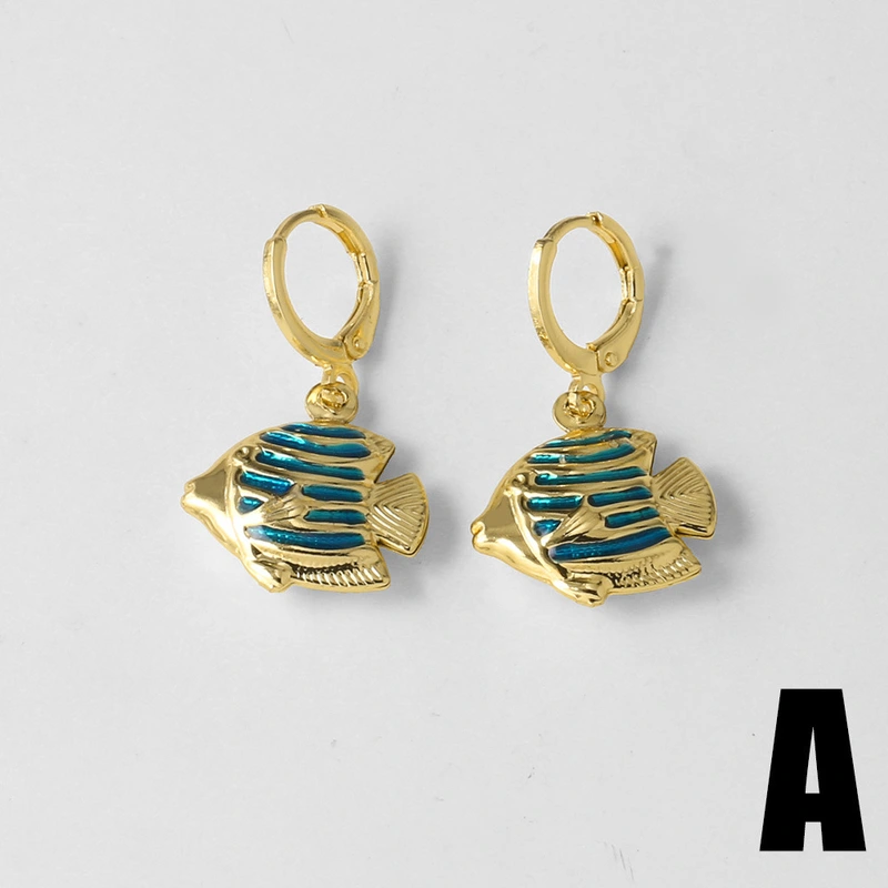 Jewelry copper plated real gold starfish whale earrings micro inlaid zircon fishtail earrings earrings erz86