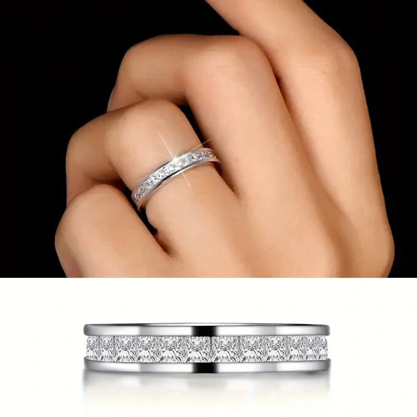   New simple plain ring women's square zircon wedding accessories classic commuter all-match style