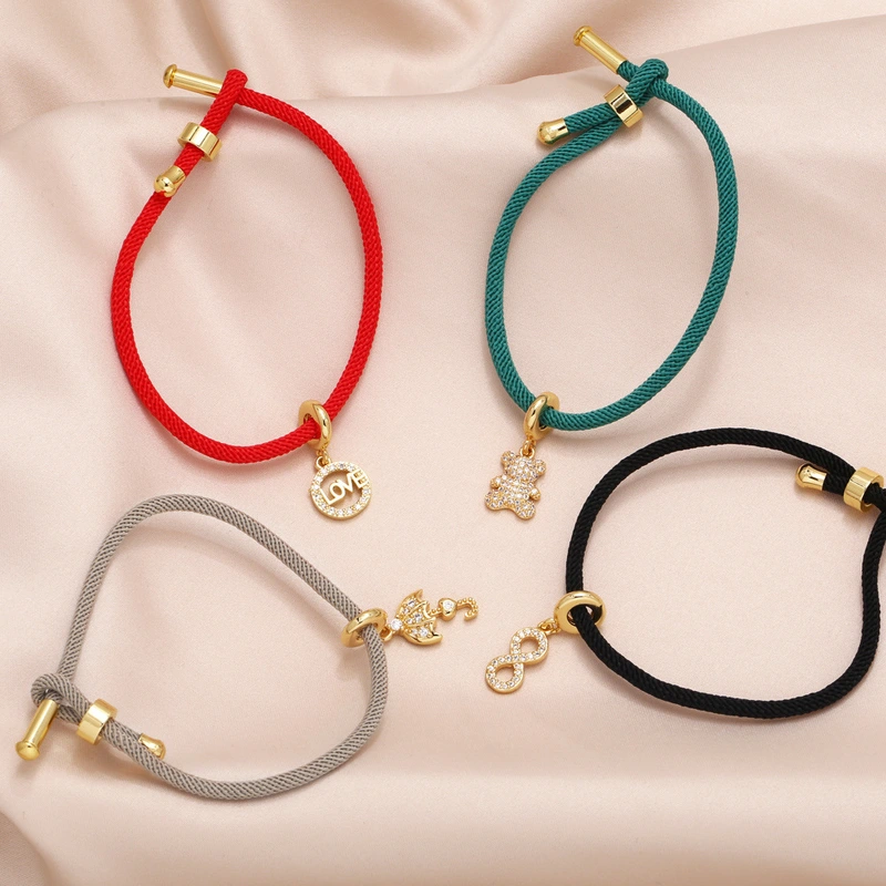 European and American full diamond bear pendant bracelet female personality versatile umbrella LOVE gold-plated hand jewelry bracelet brd41