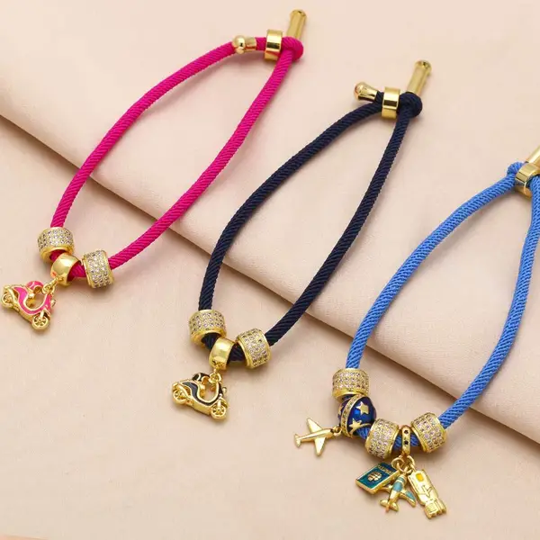 Clearance jewelry airplane passport pendant bracelet women's gold-plated full zircon bracelet brh70