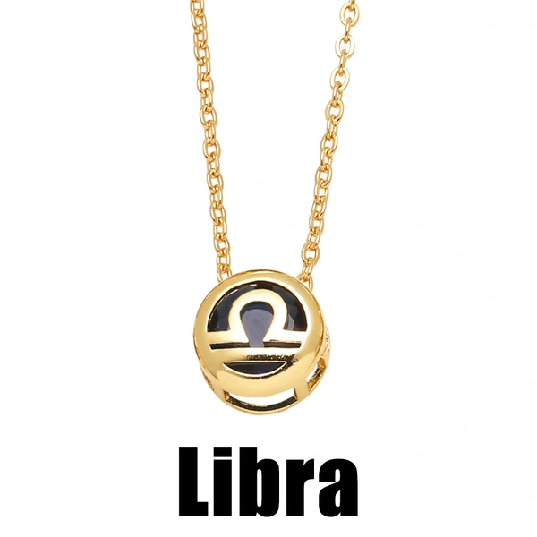 AS jewelry Europe and the United States hot selling twelve constellation necklace zircon double-sided hollow birthstone clavicle chain nkb794